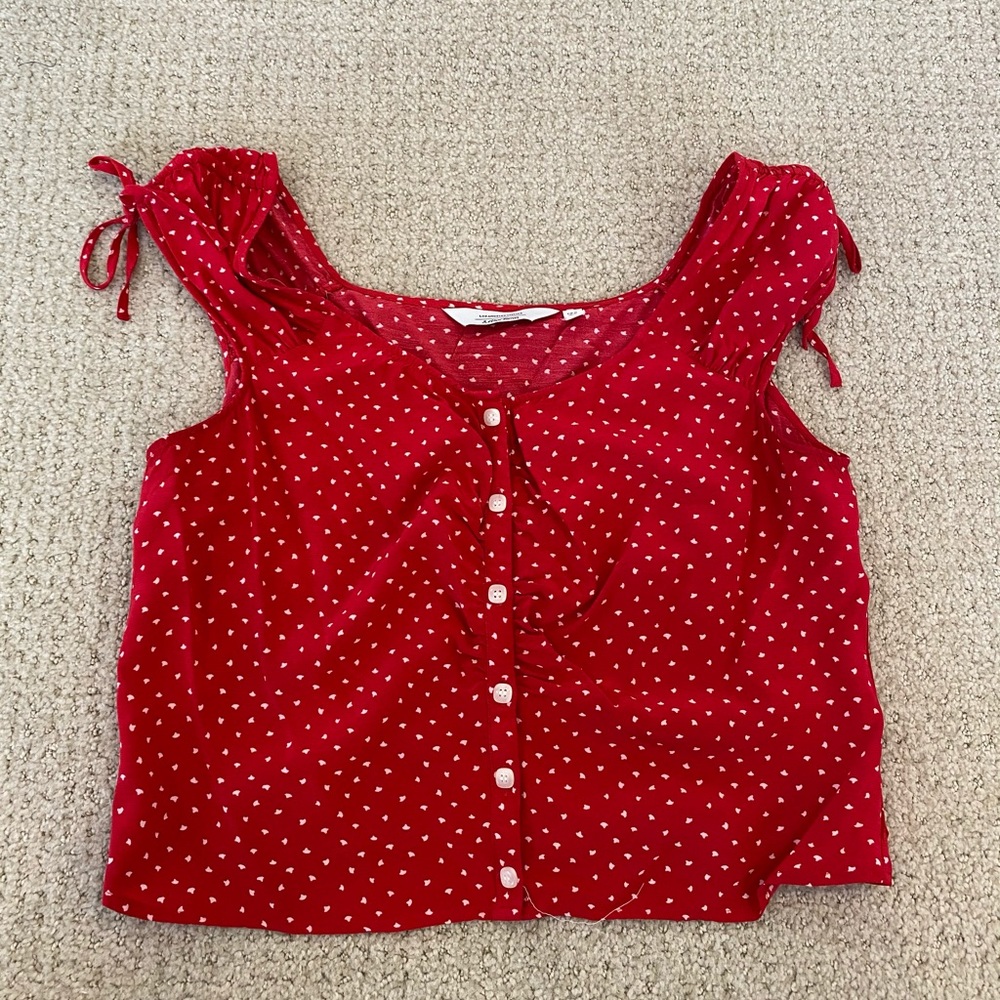 Red polka dot top